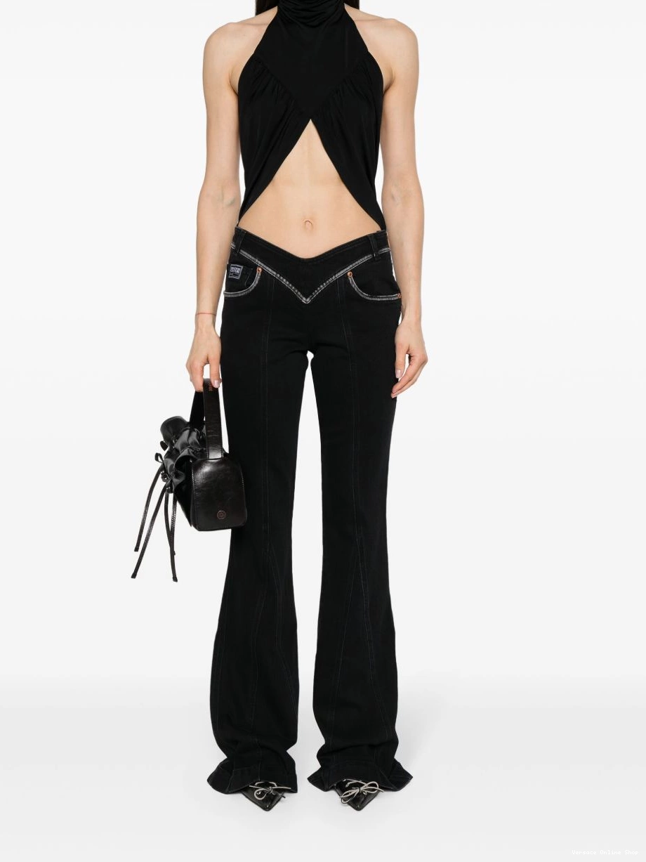 Cheap Jeans Versace Couture low-rise flared Women jeans 0703